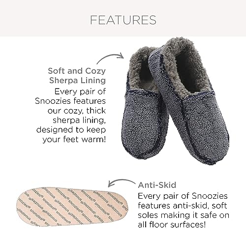 Image of Snoozies Mens Two Tone Fleece Lined Slippers - Comfortable Slippers for Men - Two Tones