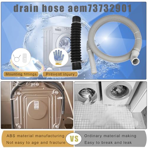 Image of AEM73732901 AEM73213001 Washer Drain Hose for LG Kenmore Top Load Washers | MEJ62685201 AEM74053001 AEM73653001 5215EA1001A AEM74073301 OEM replacement With AEM73213001 2-Year Warranty