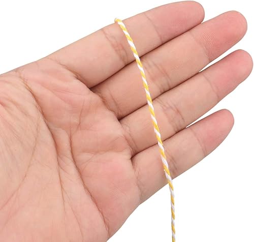 Miniatura 92 de Cuerda de algodón de 328 ft, cuerda de Navidad, cuerda resistente para manualidades y envolver regalos. Rojo Blanco