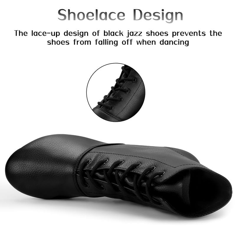 Jazz Boots Dance Shoes Split Sole Jazz Shoes Leather Dancing Shoes for Men Women,Black4