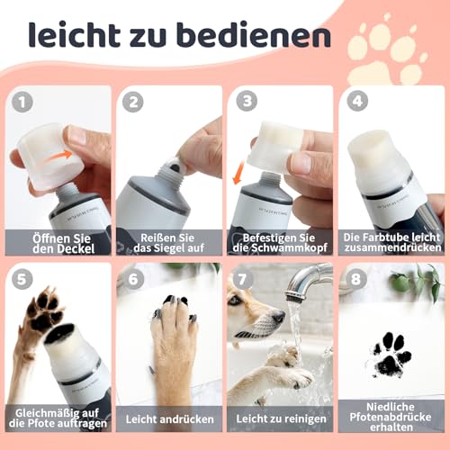 Nabance Pfotenabdruck set Hund Katze mit Schwammkopf Ungiftig 75ml Schwarz