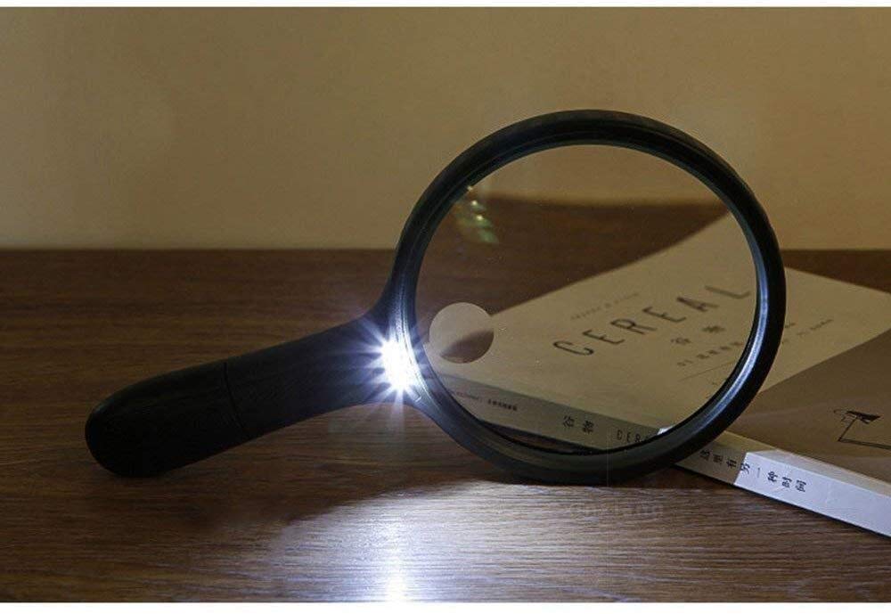 Lupa de Pantalla 1.8X / 5X con 3 lámparas LED Lupa iluminada para Lectura, joyería, Relojes, Grabado y reparación Artesanal de Bricolaje, Lupa de 138 mm con luz LED Double The Comfort