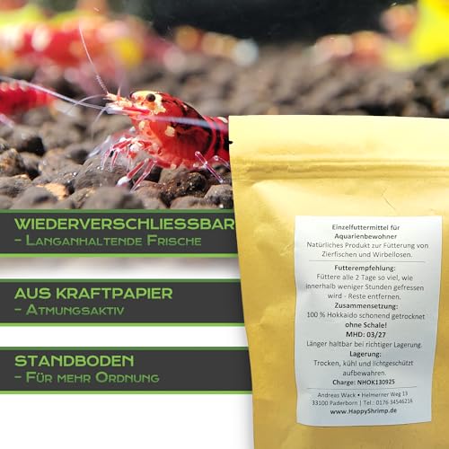 Getrocknete Hokkaido Chips 10g - Kürbis Streifen ohne Schale | Garnelenfutter, Welsfutter, Schnecken- & Krebsfutter für Aquarien und Terrarien empfohlen