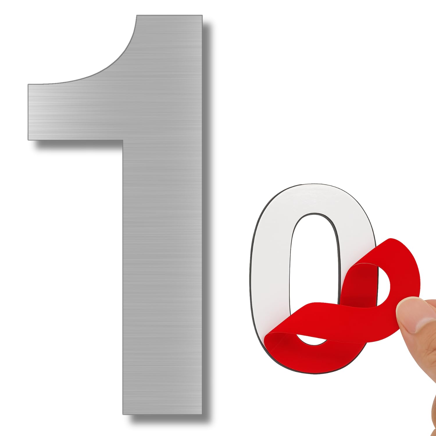 Numero Adesivo - 100 mm - Acciaio Inossidabile 304 - Nº 1 - Numero Hotel - Numerazione Appartamenti Porte - Numero Civico - Esterno e Interno - Grigio 1 (1, 100mm)