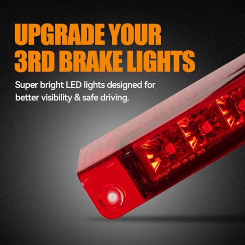 Image of Third 3rd Brake Light LED for 2003-2017 Chevy Express, High Mount Rear Brake Lights Assembly for 03-17 GMC Savana, Waterproof Center Cab Lamp Stop Light, Red Lens