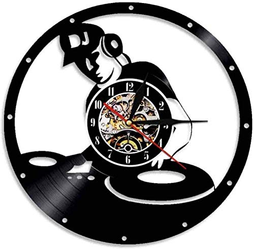 Elektronische Musik Raumdekoration Musikplatte mischen Plattenspieler Schallplatte LP Wanduhr-Without_Led