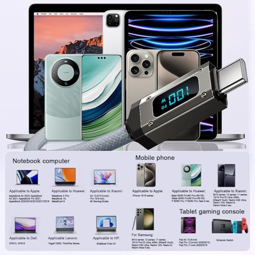 Image of Verilux TYPC C Charging Cable for iPhone 15, PD 240W TYPE C to TYPE C Fast Charging Cable Data Cable, Support USB 2.0 480Mbps Data Sync, 6.6ft LCD Display TYPC C Cable for Phone, Tablet