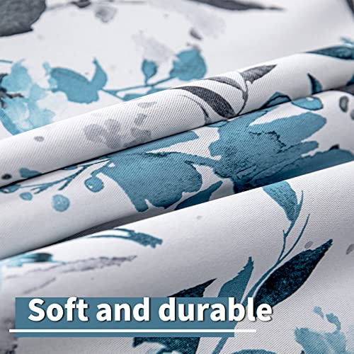 Image of MYSKY HOME Living Room Curtains 84 inches Long Floral Blackout Curtains Room Darkening Thermal Insulated Panels Light Blocking Grommet Flower Drapes for Dining Room, 2 Panels, Turquoise