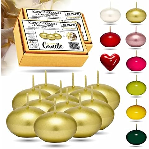 Velas flotantes CANDLE HARMONY© 24 PIEZAS Ø 40 mm con pétalos de rosa Cover