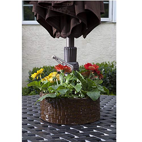 Alfresco Home Cobblestone Umbrella Planter, Terra Brown #TOP1