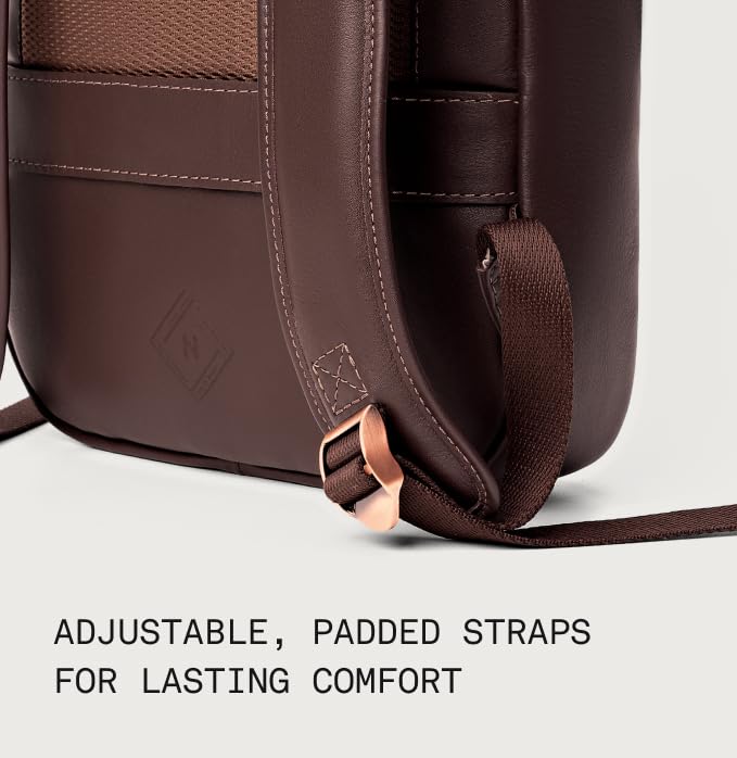 Slim Leather Laptop Backpack NW108 – Lightweight Daypack for Work, Travel & College – Fits Laptops up to 15.6” - Brown3