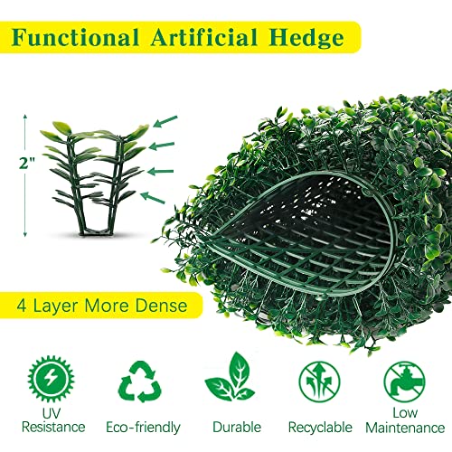 Unadra 12 Pieces 20"X 20" Artificial Boxwood Panels Topiary Hedge Wall Greenery Backdrop，Faux Grass Wall Greenery Mats Garden Privacy Screen Fence Decor For Outdoor, Indoor #TOP3