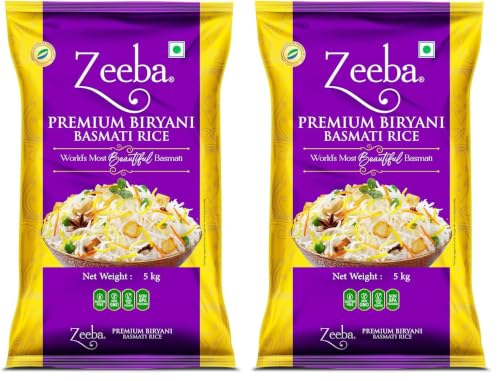 Image of Zeeba Premium Biryani Rice 5 Kg, Chef's Choice, Restaurant Style, Extra Long Grains (Cooked length upto 26mm*) (Pack of 2)