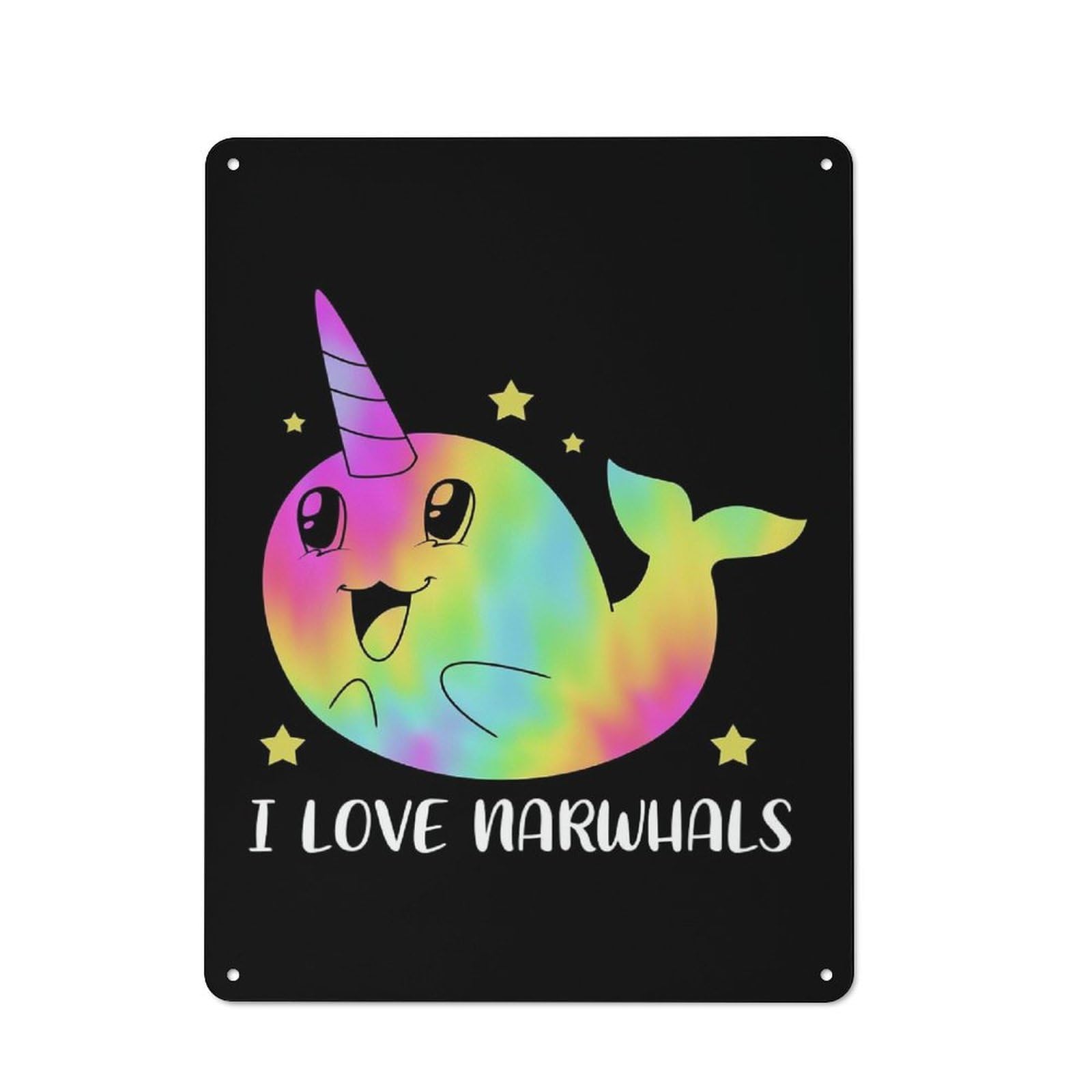 Junmoney I Love Narwhals Casual Metal Wall Decor 40X30cm, Tin Sign For Greenhouse, Garden Room, Cafe Or Entryway