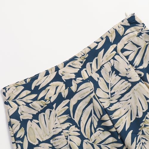 Women's High - Waist Wide Leg Boho Palazzo Pants - Tropical Print with Side Zipper3