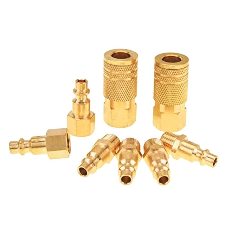 Kit de acoplador de aire industrial de 8 piezas con conectores NPT de 1/4 y latón resistente