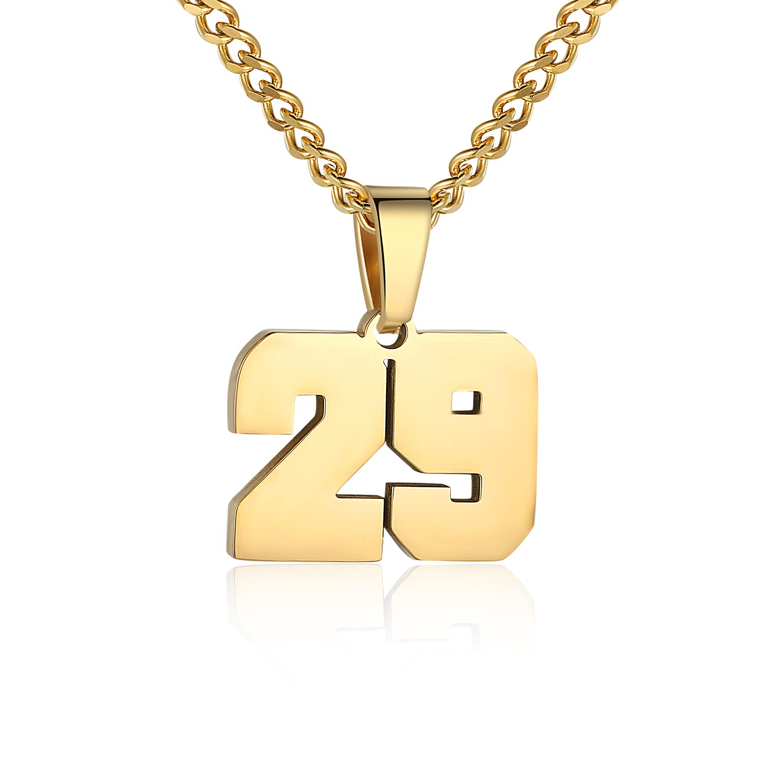 Number Necklace for Men Silver Athletes Number Chain Stainless Steel Charm Pendant Personalized Sports Jewelry for Men Basketball Baseball Football