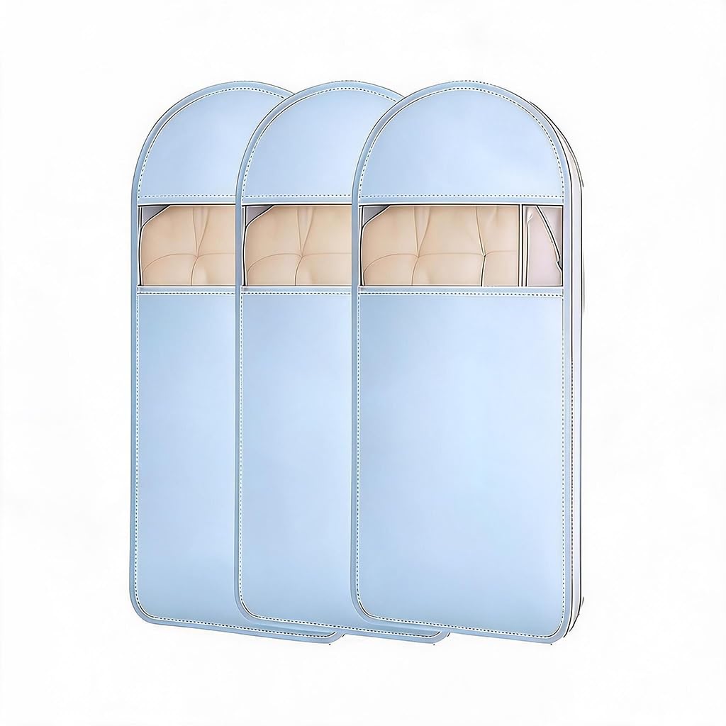Wardrobe bag garment bags for hanging clothes space saving hanging garment bag with self compression zipper(Blue,90 * 58 * 15CM)