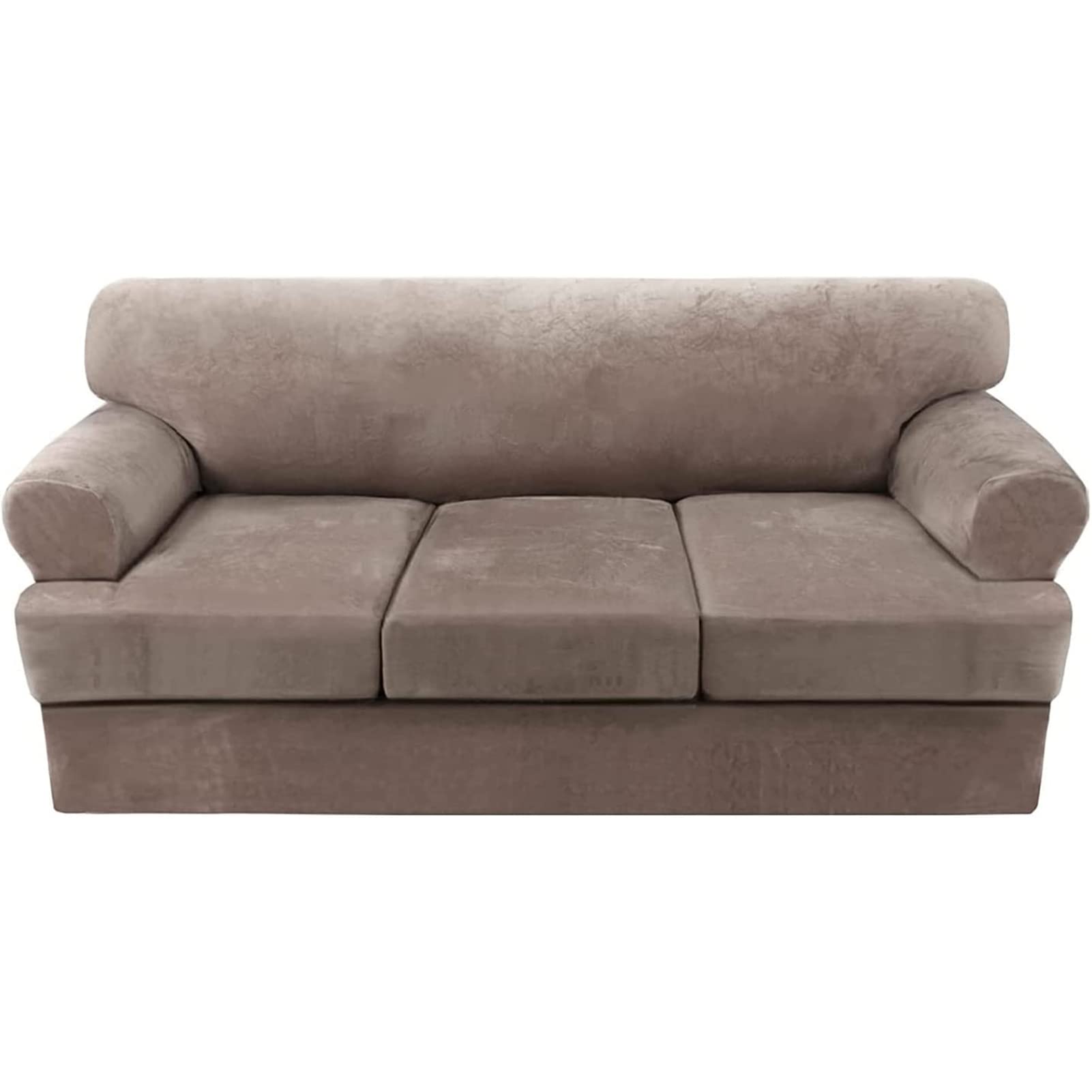 SDYdsgE sofa cover， Velvet Sofa Cover Stretch Furniture Protector for 3 Seater Couch Gray Slipcover with Washable(Taupe,3 Seater)