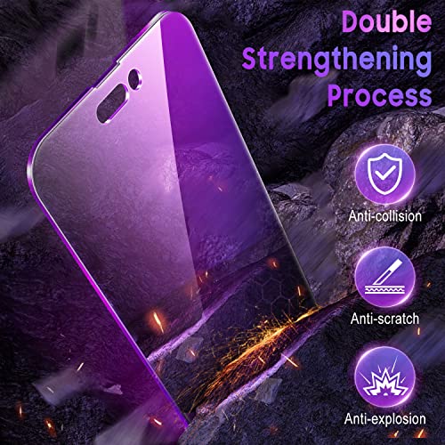 Image of Uyiton SHILD Privacy Screen Protector for iPhone 14 Pro Max-Anti-Spy, Anti-Blue Light, HD Full Coverage Tempered Glass with Frame, Purple