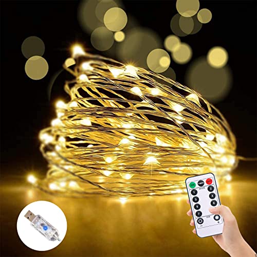 20m 200 LED Guirnalda Luces Exterior Interior USB, Impermeable IP65 Luces de Hadas, Blanco Cálido Luz de Decoración con Alambre de Cobre, Decorar Fiesta, Boda, Navidad, Balcón, Jardín etc Cover