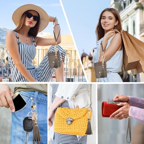 Image of KNGITRYI Small Wristlet Wallets for Women RFID Credit Card Holder Wallet Keychain Wristlet Wallet Credit Card Wallets for Women (Cement grey)