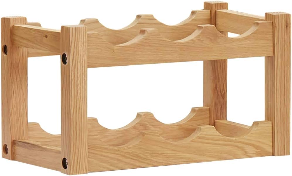 Soporte para Vinos vidaXL de Roble Sólido para 6 Botellas