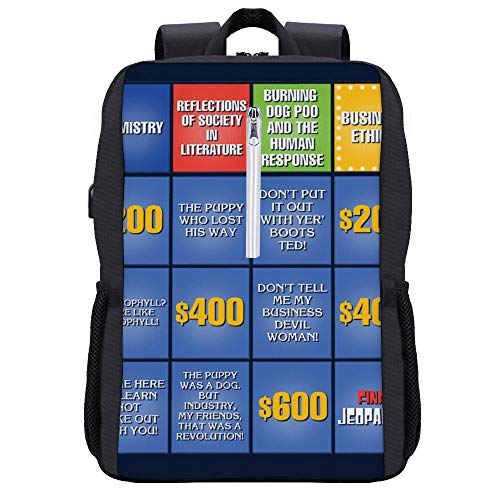 Billy Madison Jeopardy Board - Mochila para portátil con puerto de carga USB