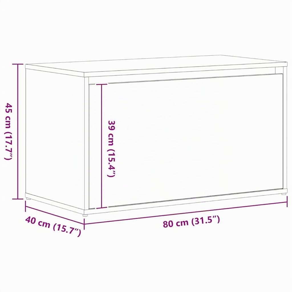 vidaXL Panca per ingresso Rovere Nero 80 x 40 x 45 cm | Tanto spazio dentro per tutte le tue cose, Fatto in legno ingegnerizzato robusto, Ottimo per corridoi, ingressi e foyer