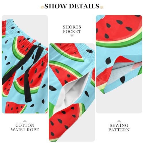 Watermelon Blue Pajama Shorts for Men Lounge Pants Sleepwear Shorts Pajama Casual Men Pajama Bottoms with Pockets, S-XXL4