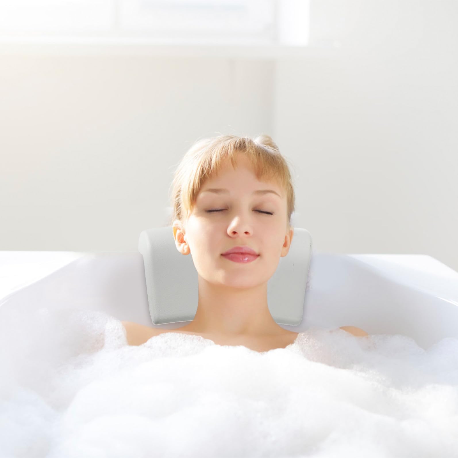 Gatuida Cuscino per Vasca da Bagno in PU con Ventose Antiscivolo Supporto Ergonomico per Collo e Schiena Adatto per Adulti e Accessorio Bagno Comfort Spa