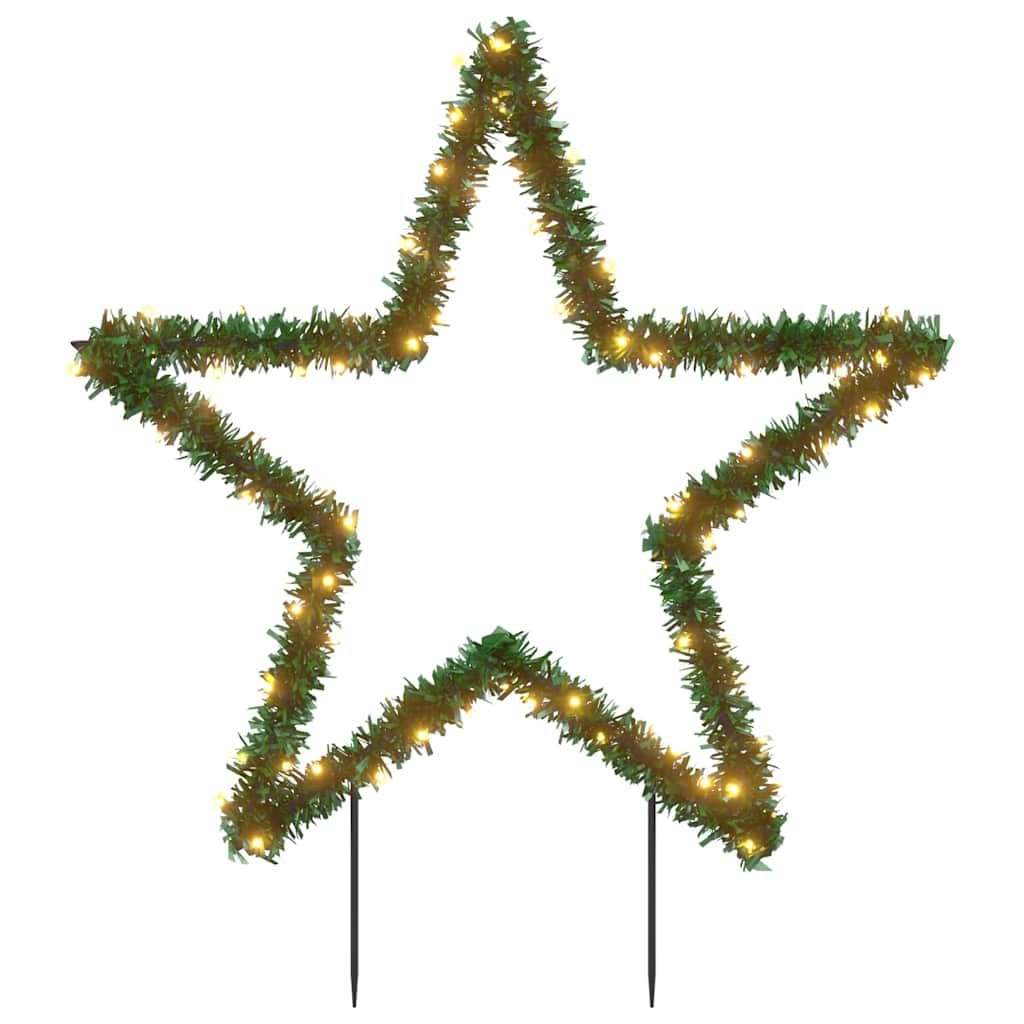 Weihnachtsstern Beleuchtung 60cm mit Erdspießen, 80 LED Lichterkette für Garten und Wohnzimmer, 8 Leuchtmodi, IP44 Wasserdicht, Warmweiß, Schwarz