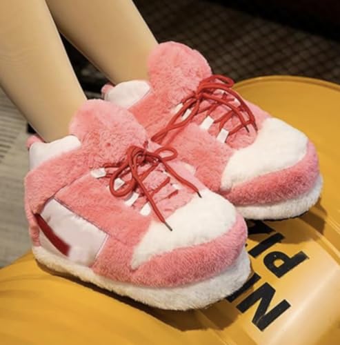Image of Warm Furry Sneakers Slipper Comfy House Shoes Winter Plush Fuzzy Slipper Shoes For Women Men One Size Fits Most Fluffy Slides For Indoor Outdoor Bigfoot Gifts Houseshoes