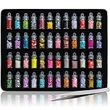 SHANY 3D Nail Art Decoration Mini Bottles - 48 Glass Bottles With Free Nail Art Tweezer