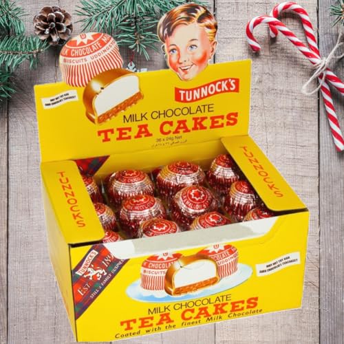 Tunnocks Tea Cakes - 36-Pack of Classic Scottish Milk Chocolate-Coated Marshmallow Treats with Crunchy Biscuit Base Perfect for Christmas Snacking and Gifting - 24g Each