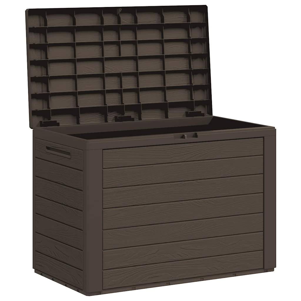 Baule da giardino, marrone, 78 x 44 x 55 cm, resistente alle intemperie, per cuscini, coperte e attrezzi da giardino, per terrazze, balconi e giardini, con serratura