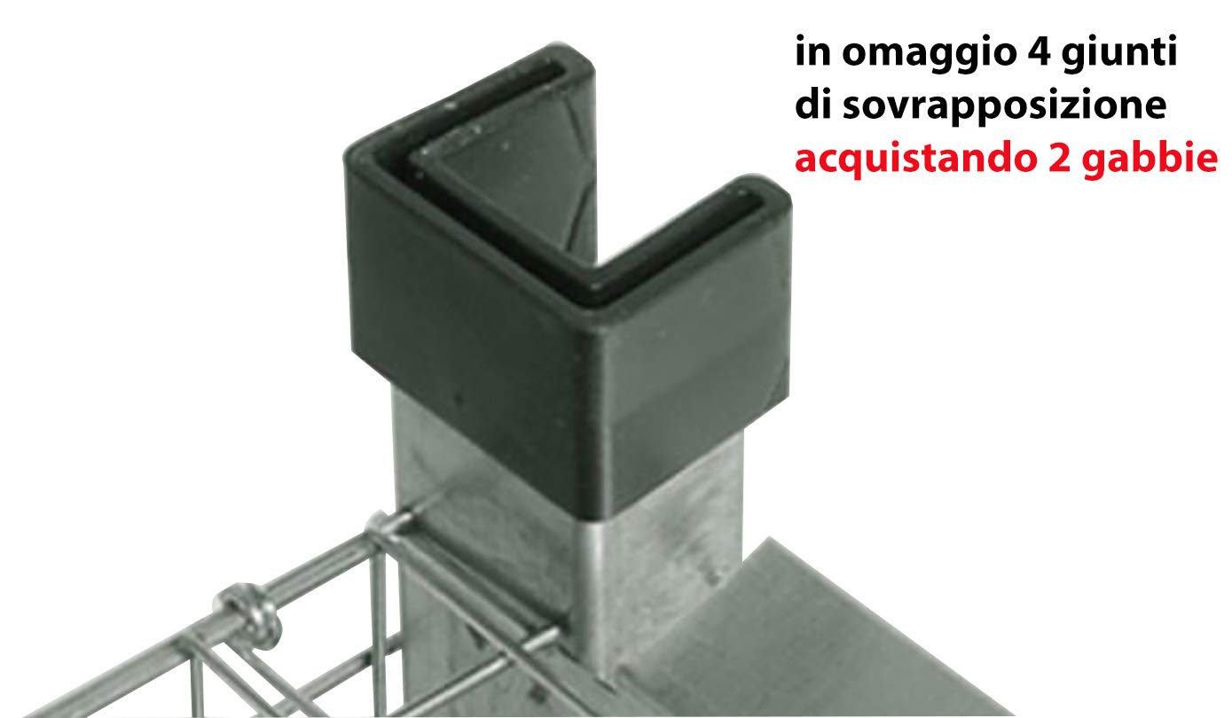 Gabbia Sovrapponibile in Rete Zincata per Quaglie Ingrasso (40-50 Capi). Max Ingombro cm 46 x 100 x H 50. In Omaggio Abbeveratoio e Mangiatoia Supplementari