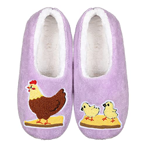 Image of ZYZX Cute Slipper Socks with Grips,Cozy Soft Sole House Slippers for Women | Animal Pattern Warm Safe Non Slip Fleece-lined Fluffy Fuzzy Socks Indoor for Adult,Easy to Wash,Gifts