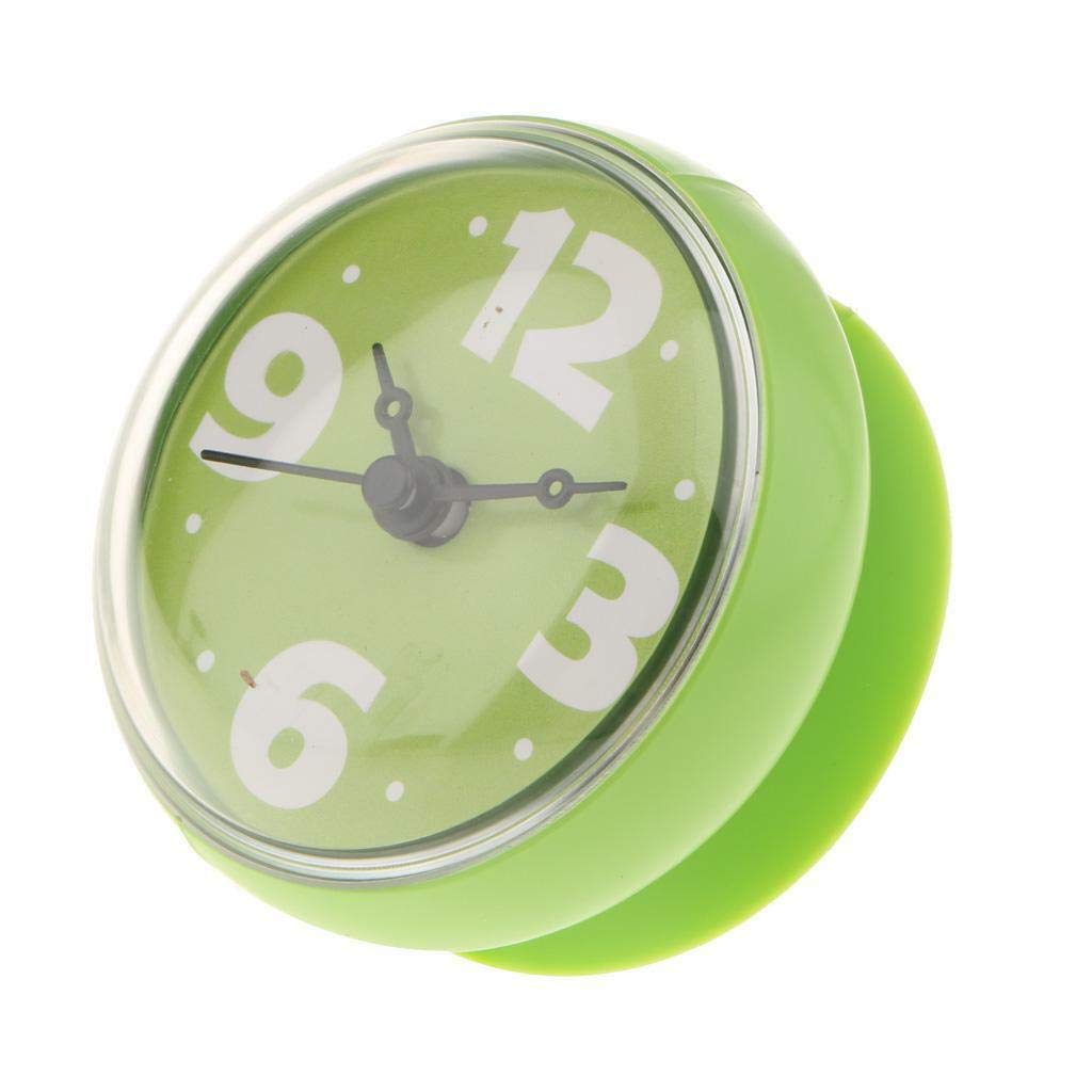 Clocks Silicone Shower Clock Water Resistant Suction Cup Atomic Clock Round Green
