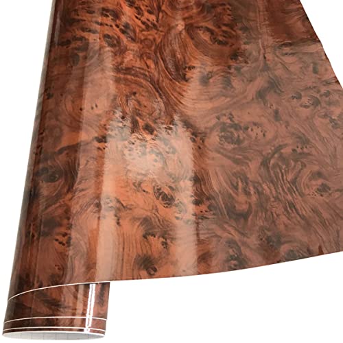 Queenbox 50x152cm Car Interior Wood Grain Wrap Vinyl, Self Adhesive Bubble-Free Car Interior Decal, Wood Grain 01