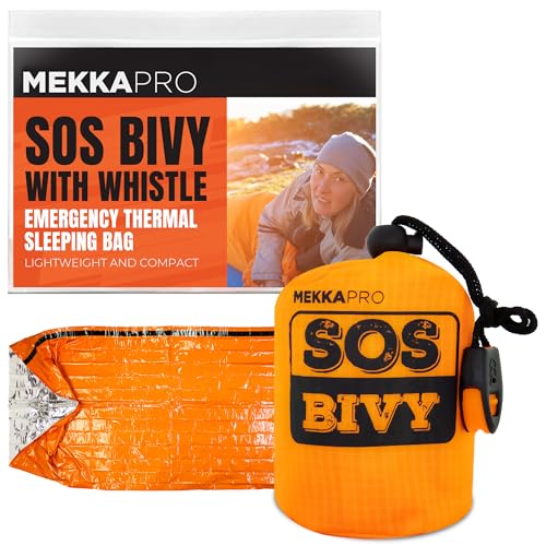 MEKKAPRO SOS Emergency Thermal Bivy Sleeping Bag with Survival Whistle, Survival Bivvy Sack, Mylar Emergency Blanket