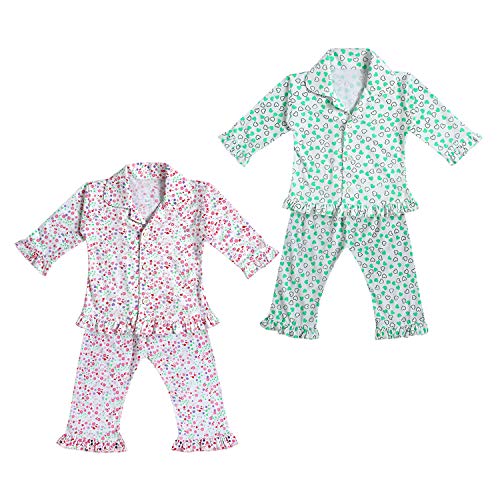 Image of superminis Hosiery Cotton Night Suit with Frill - Full Sleeves, Collared Neck, Sleep Wear for Girls, Kids