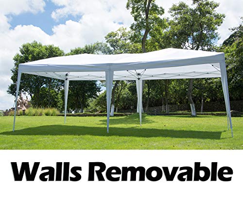NSdirect EZ Easy Pop Up Canopy Tent Outdoor Portable Party Tent with Carrying Case/Bag Adjustable Folding Gazebo Pavilion Wedding Patio Shelter (10 x 20 ft White with Sidewalls(3 Sides) - Thumbnail 6