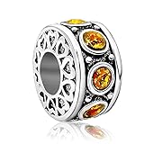 JMQJewelry Heart Birthday Birthstone Yellow Charms Beads For Charm Bracelets