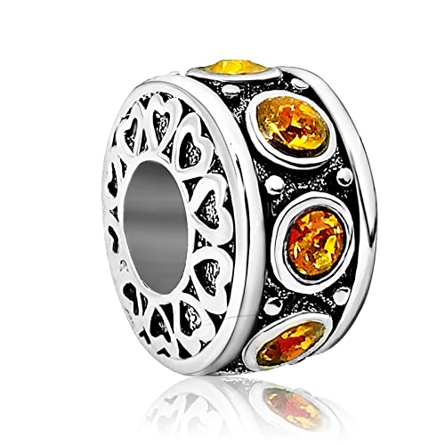 JMQJewelry I Love You to the Moon And Back Heart Womens Bead Charms for Bracelets Birthday Birthstone November Halloween Thanksgiving Pumpkin Yellow