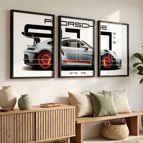 Image of kotart Big Sports Car Framed Posters Gift Items for Boys Room Wall Decoration Bedroom Living Room Office Studio Decor | Car Poster Frame for Wall Decor Set Of 3 Size (19 X 25 inch)
