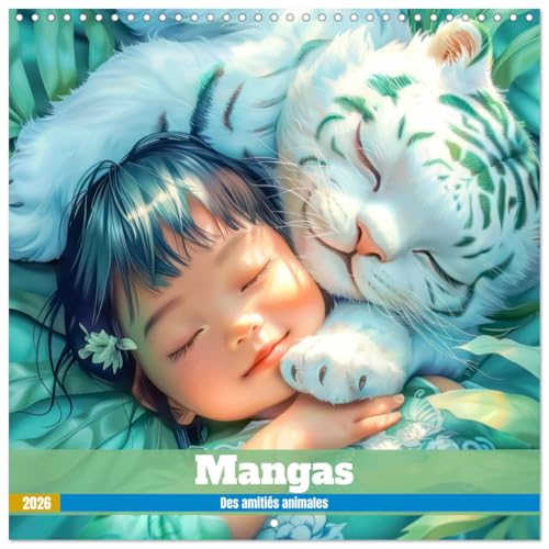 Mangas – Des amitiés animales (Calendrier mural carré 2026 30 x 60 cm (ouvert)) Calendrier double avec une page pour vos prises de notes: La magie des Mangas (CALVENDO Art)