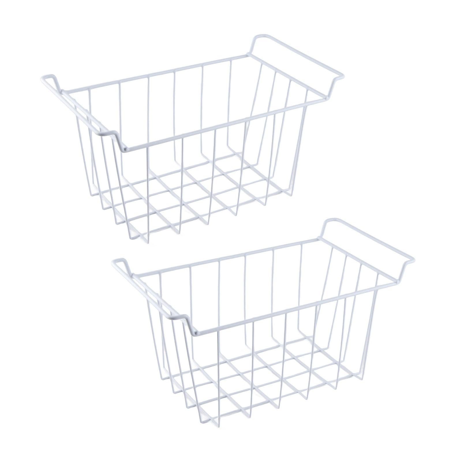 Cryfokt Panier Organisateur pour congélateur, 2pcs Refrigerator Metal Bins, Grands paniers de Rangement en Fil métallique avec poignées, Bacs de Rangement en métal pour (39x20x20cm /