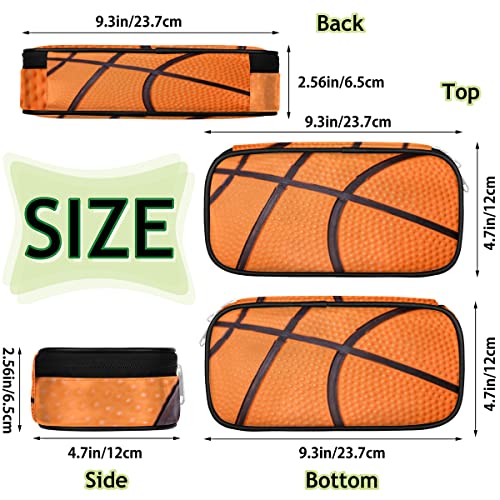 Image of Pardick Basketball Big Capacity Pencil Pen Case Basketball Sport Large Pencil Pouch with Zipper Compartments Pencil Bag for Boys Girls Adults Student Office School Supplies