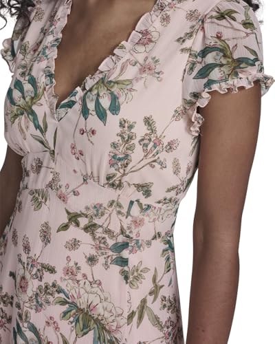 Image of Tommy Hilfiger Women's Short Sleeve V-Neck Chiffon Empire Waist Midi Dress